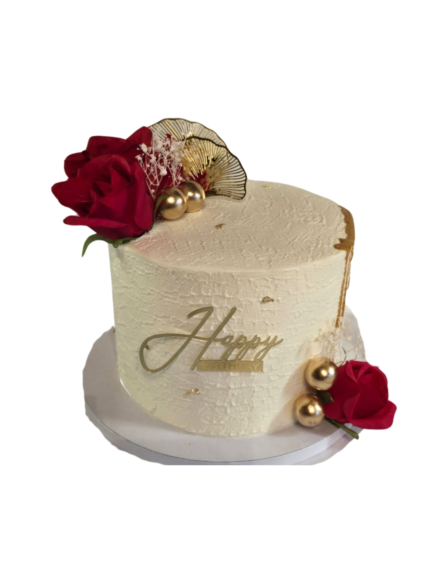 Gâteau blanc avec rose en sucre